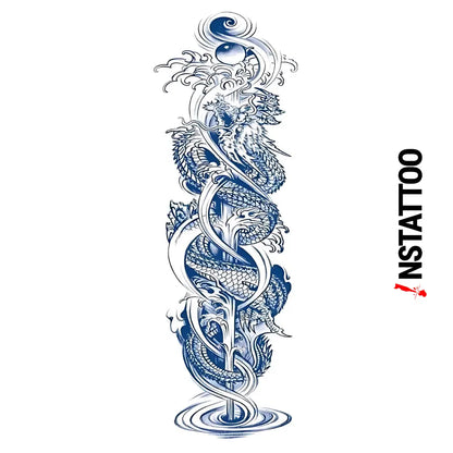 (Full Sleeve) Mizuragon - Semi-Permanent Tattoo