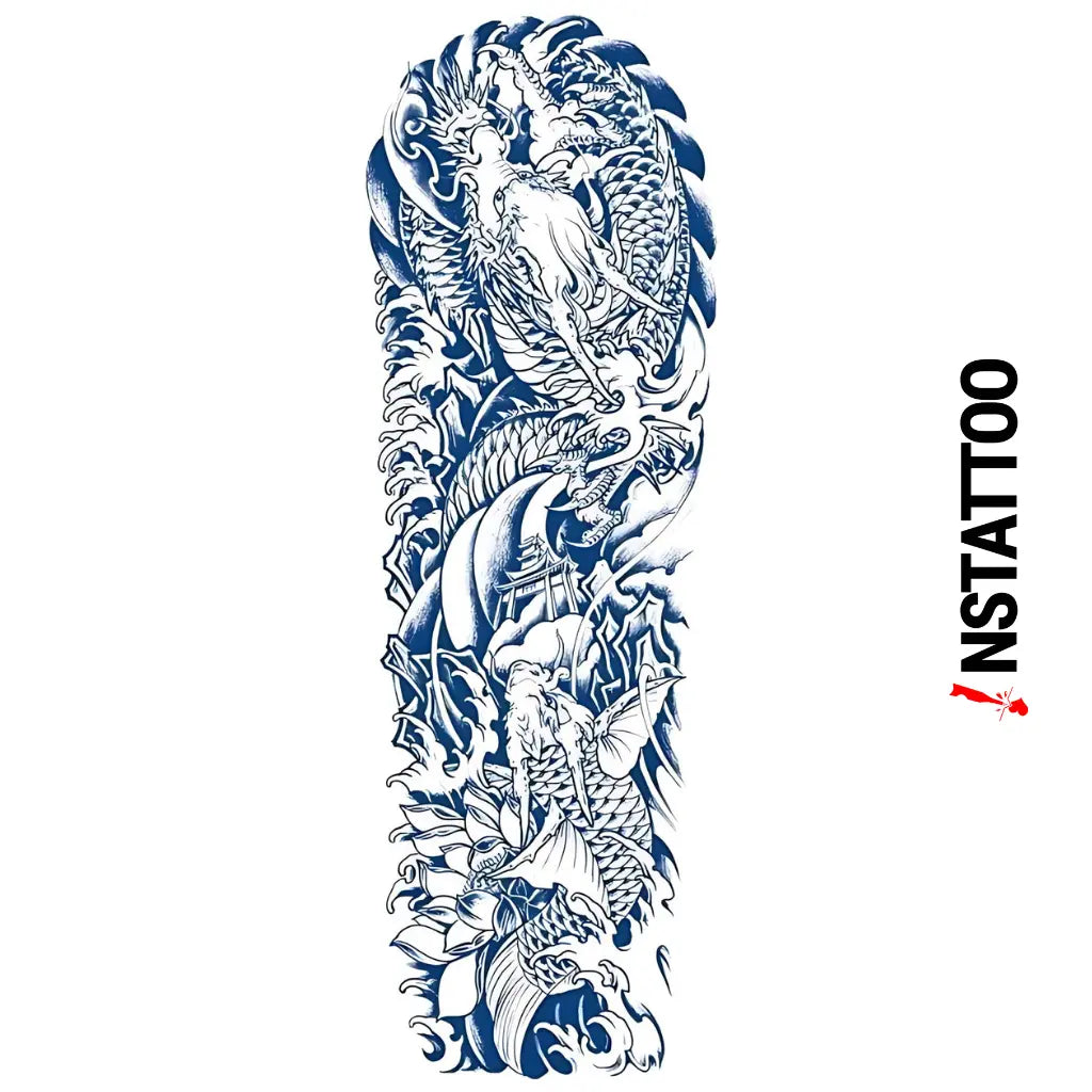 (Full Sleeve) Ryujin - Semi-Permanent Tattoo