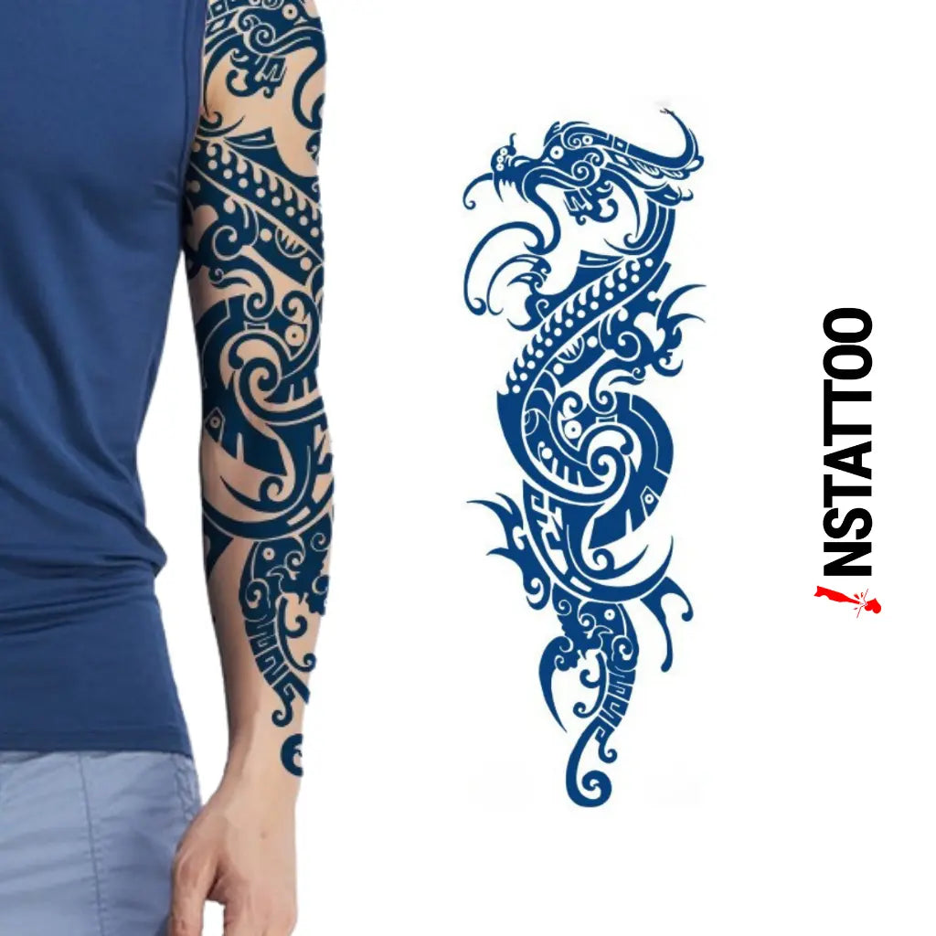 (Full Sleeve) Longshen - Semi-Permanent Tattoo