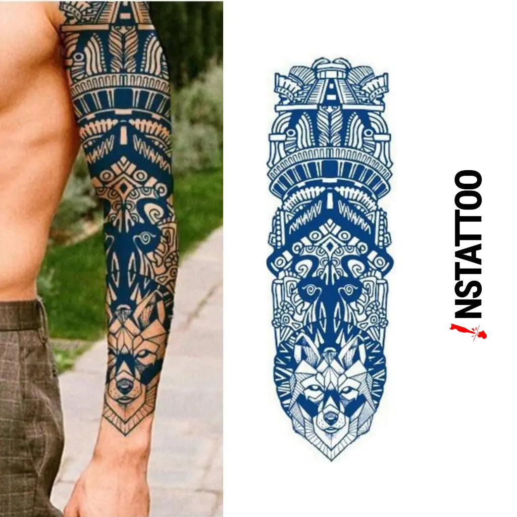 (Full Sleeve) Civilization - Semi-Permanent Tattoo