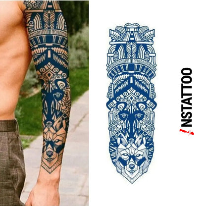 (Full Sleeve) Civilization - Semi-Permanent Tattoo